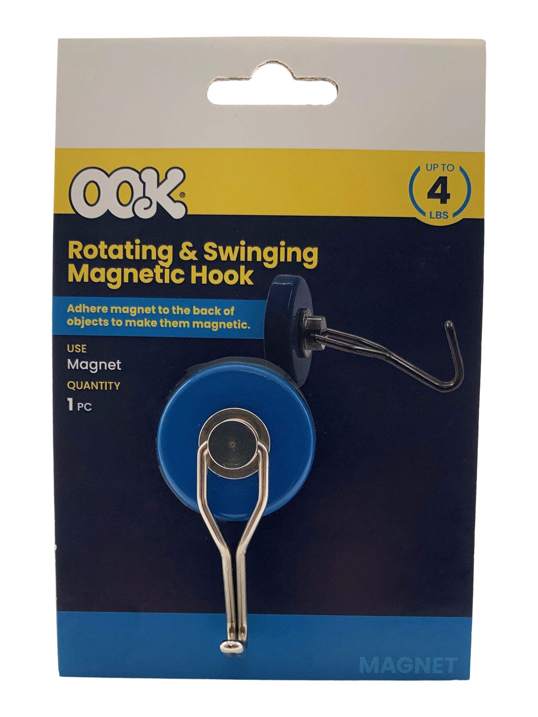 Hillman Ferrite Magnetic Rotating & Swinging Utility Hook, Metallic, 1.5-in Front_Elevated