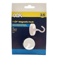 Hillman Magnetic Utility Hook, White, 1.25-in, 3.5-lbs Front_Elevated