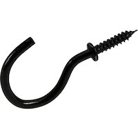 Crochet à tasse Hillman, moitié crochet et moitié vis, noir, 7/8 po, paq. 8