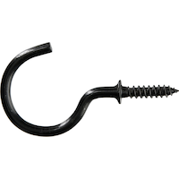 Crochet à tasse Hillman en vinyle, moitié crochet et moitié vis, noir, 7/8 po, paq. 40