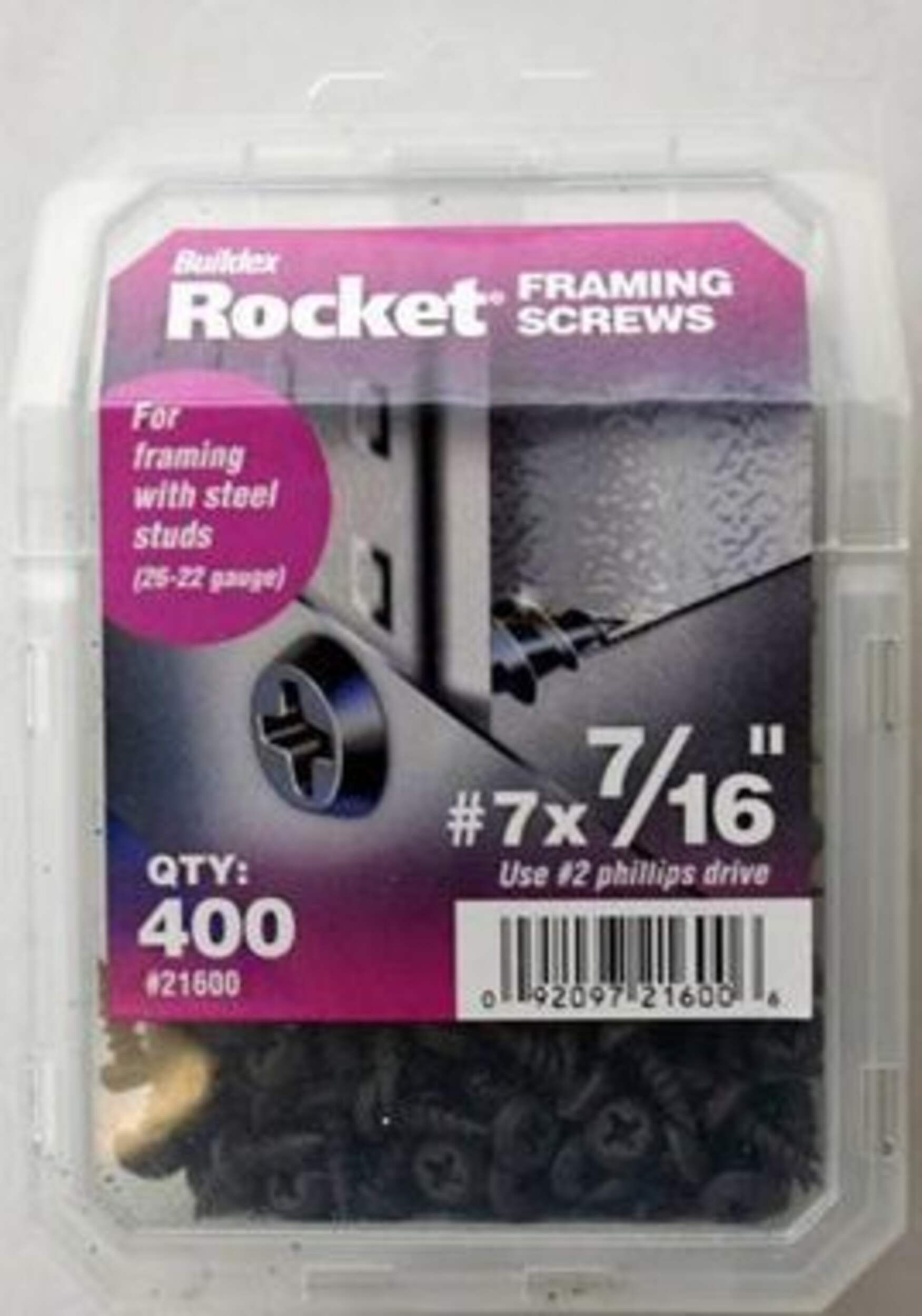 Buildex Rocket Philips Sharp Point Screw, 7 x 7/16-in Front_Flat