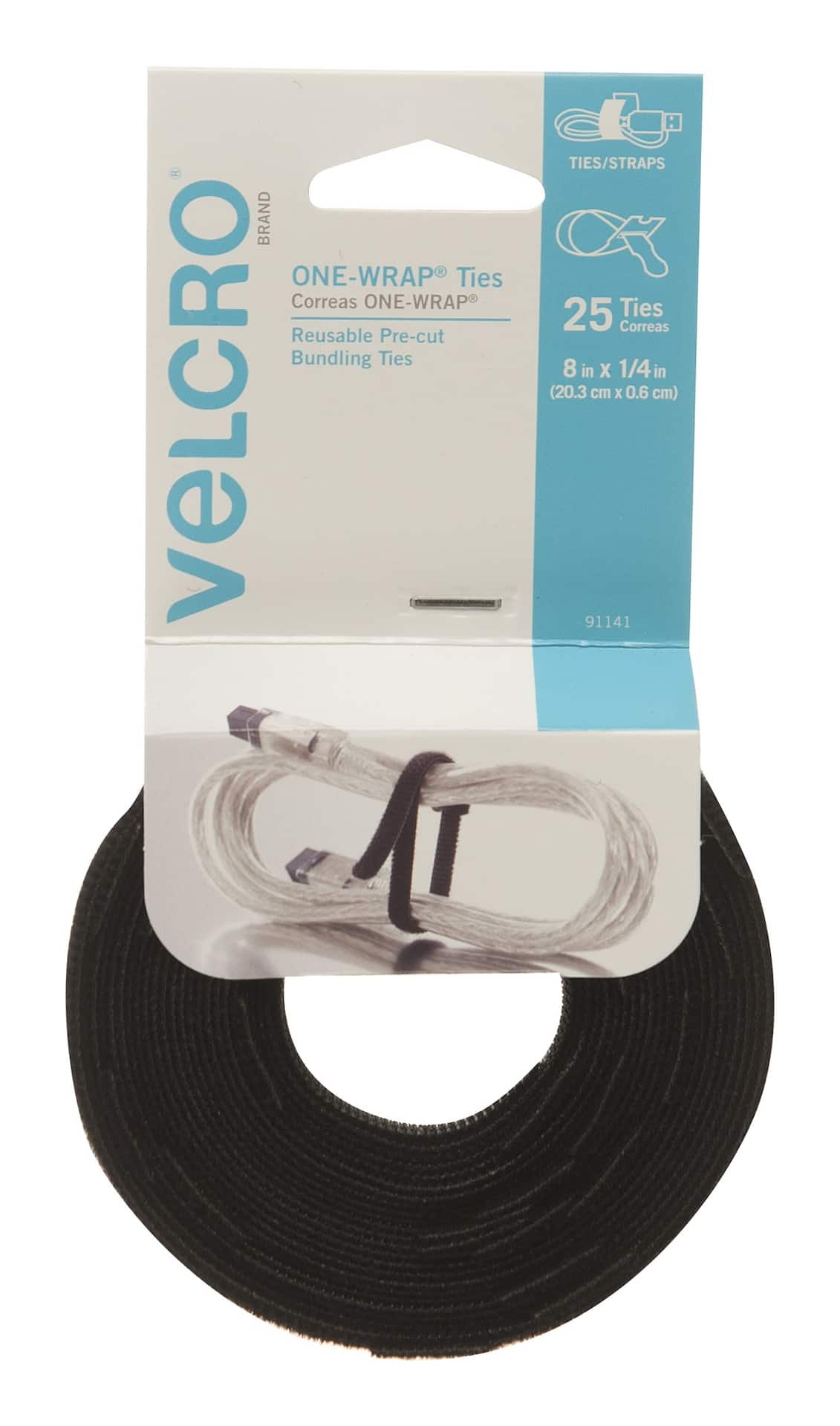  VELCRO® Brand One-Wrap Cable Tie Roll 900 Pack Black