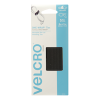 Velcro ONE-WRAP Adjustable Reusable Velcro Hook and Loop Ties, Black, 8 x 1/2-in, 5-pk Front_Flat