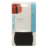 Velcro ONE-WRAP Adjustable Reusable Velcro Hook and Loop Ties, Black, 23 x 7/8-in,  3-pk Front_Flat