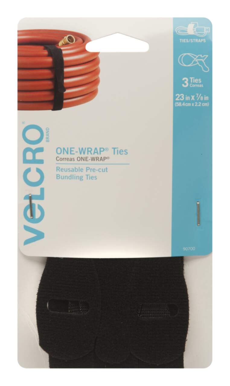 Velcro ONE-WRAP Heavy Duty Nylon Velcro Strap, Black, 12-ft x 3/4-in, 1-pk