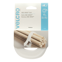 Velcro ONE-WRAP Adjustable Reusable Velcro Hook and Loop Strap, White Roll, 12-ft x 3/4-in, 1-pk Front_Flat