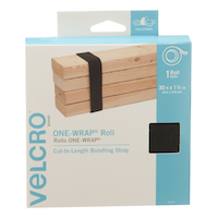 Velcro ONE-WRAP Adjustable Reusable Velcro Hook and Loop Strap, Black Roll, 30-ft x 1-1/2-in, 1-pk