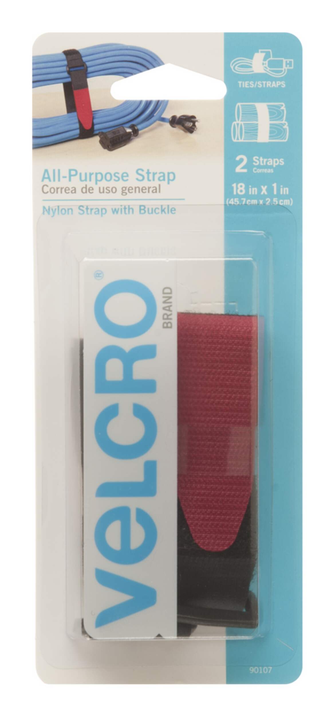 Velcro Adjustable Reusable AllPurpose Nylon Straps with Buckle, Black