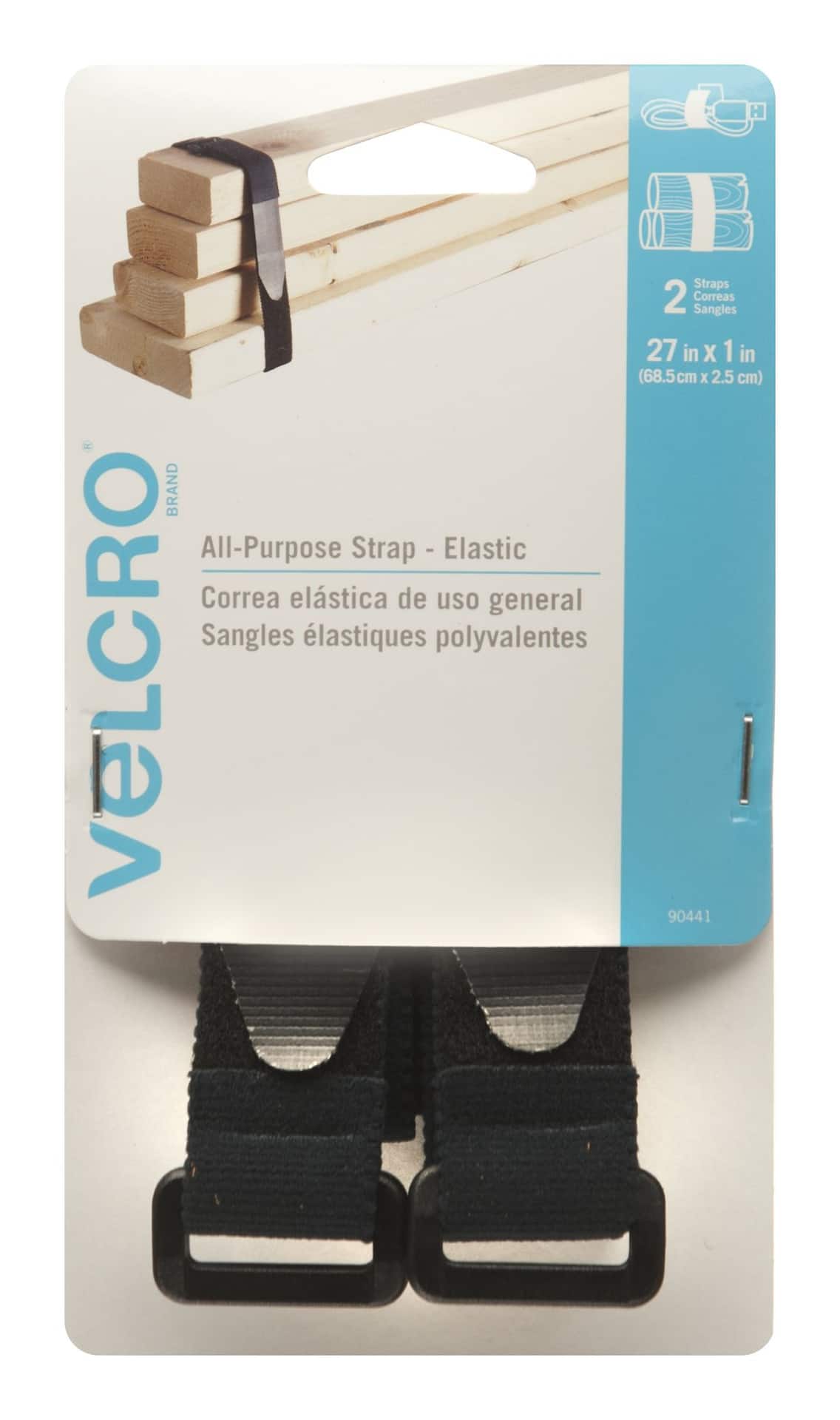 Velcro Reusable Thin Nylon Cable & Wire Ties, Black/Grey, 8 x 1/2-in, 50-pk