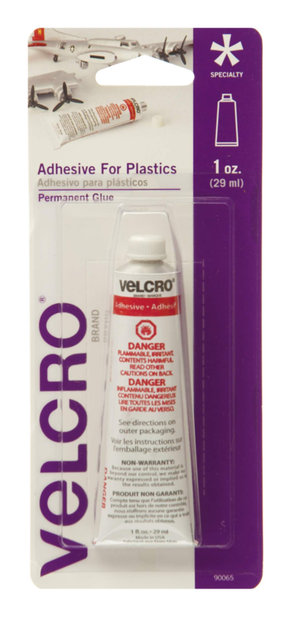 Velcro Fast Drying Chemically Resistant Glue On Adhesive for PVC/ Plastic/Rubber/Leather, 29-mL Front_Flat