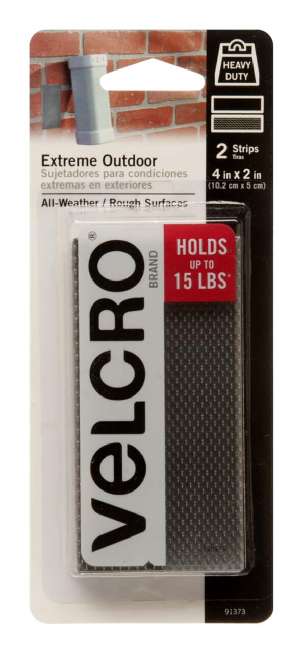 Velcro Industrial Strength Extreme Heavy Duty Outdoor Strips, 15-lbs, 4-in  x 2-in, 2-pk