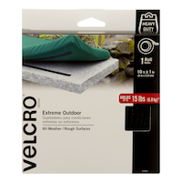 Velcro Industrial Strength Extreme Heavy Duty Tape, Black, 15-lbs, 10-ft x 1-in, 1-pk