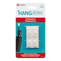Velcro HANGables Permanent Micro Adhesive Hooks White, 1-lb, 4-pk Front_Flat