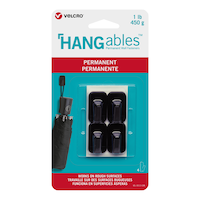 Velcro HANGables Permanent Micro Adhesive Hooks Black, 1-lb, 4-pk Front_Flat