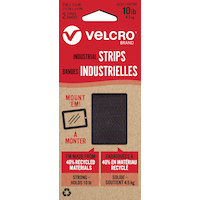 Velcro Durable Water-Resistant Eco Industrial Strips, Black, 10-lbs, 3 x 1.7-in, 2-pk Front_Flat