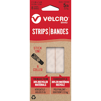 Velcro Durable Reusable Eco Strips, White, 5-lbs, 2.5 x 0.7-in, 8-pk Front_Flat