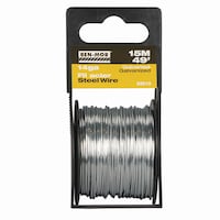 Câble en acier galvanisé de calibre 14 durable Ben-Mor, pour une utilisation intérieure et extérieure, argent, 50 pi