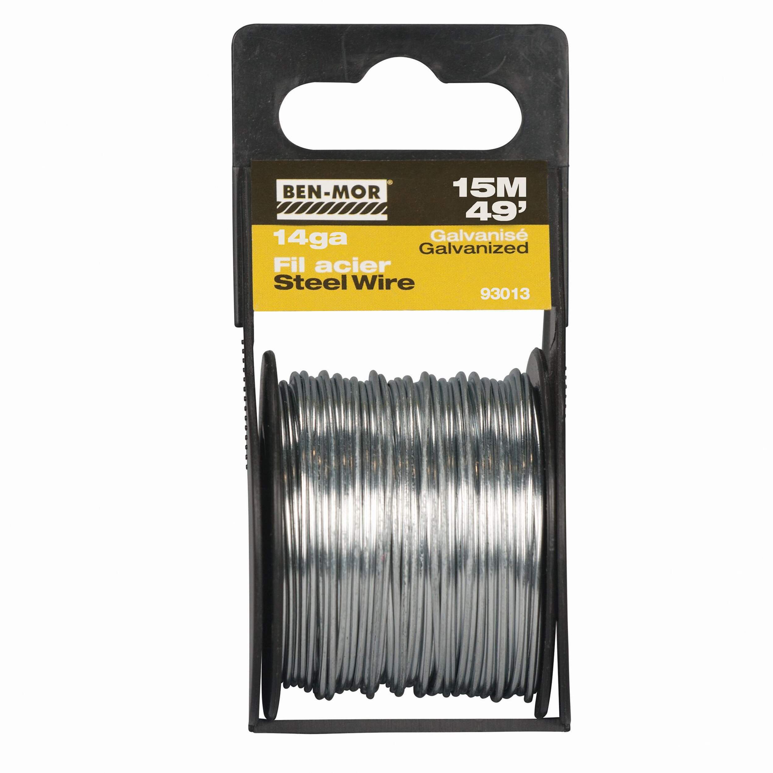 Ben-Mor Durable 14 Gauge Galvanized Steel Wire For Indoor/Outdoor Use, Silver, 50-ft Front_Flat