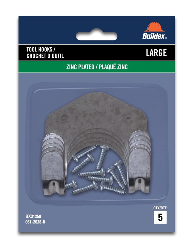Buildex Large Took Hooks, Carbon Steel and ZincPlated, 5pk Canadian