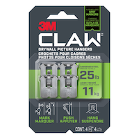 Crochet pour cadre 3M Claw, pour cloisons sèches, capacité de 25 lb, paq. 4