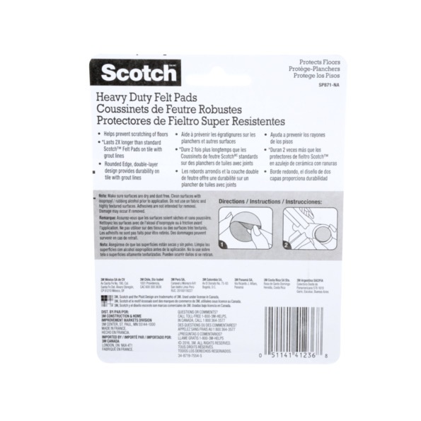 Scotch Heavy Duty Felt Pads, Surface Protection, Assorted Sizes, 4pc