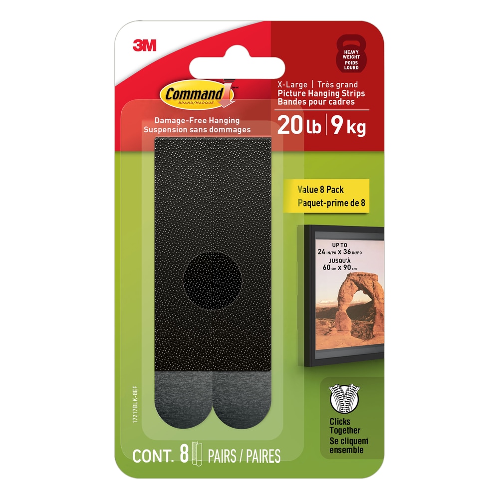 Command™ 20lb Black Picture Hanging Strips Value Pack, 17217BLK8EF