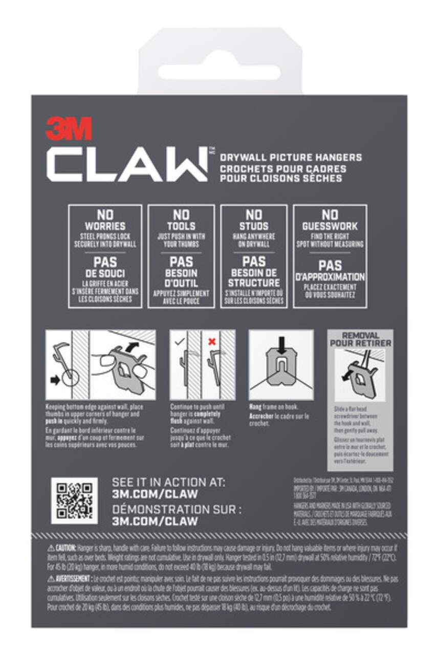 3M Claw DrywAll Picture Hangers Assorted Kit, 45-lb Capacity