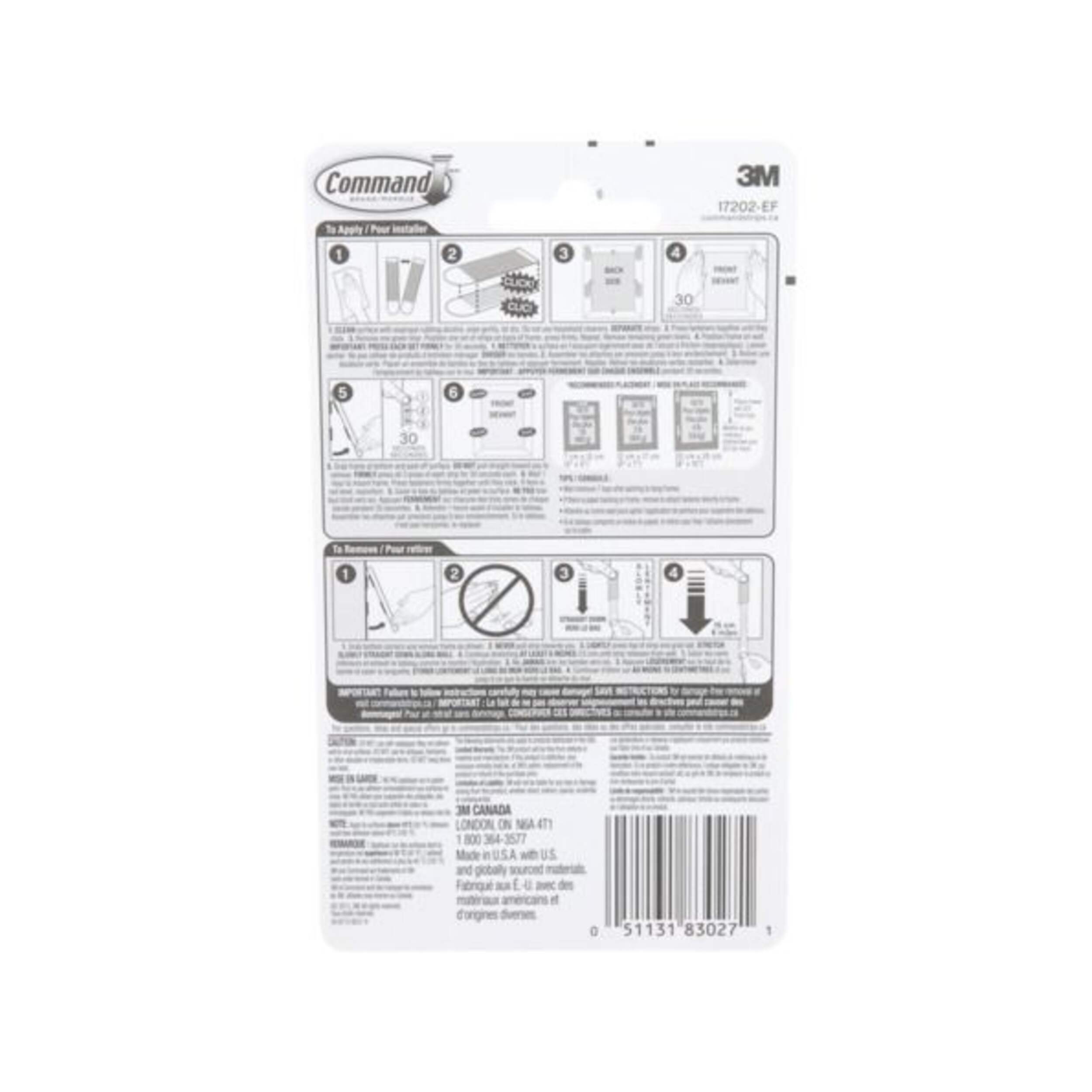 Command Small Adhesive Picture Hanging Strips, White, 4-lbs, 8-pk Back_Flat