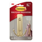 Command Large Satin Brass Hook, 17036BR-EF | 1 Hook, 1 Strip per Pack Front_Flat