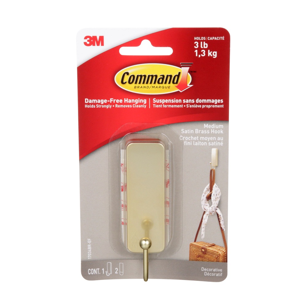 Command Medium Satin Brass Hook Canadian Tire