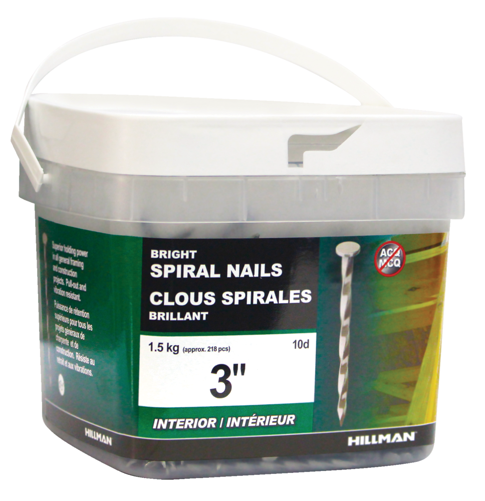 Hillman Galvanized Spiral Framing Nail, For Exterior Framing, Reusable