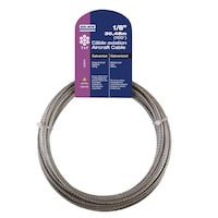 Ben-Mor Galvanized Steel Aircraft Cable, 7 x 7 Construction, 1/8-in x 100-ft Front_Flat