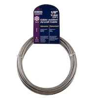 Ben-Mor Galvanized Steel Aircraft Cable, 7 x 7 Construction, 1/8-in x 25-ft Front_Flat