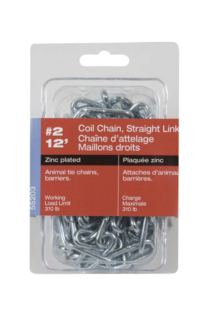 Ben-Mor Coil Chain, Straight Link, Guard Chain Application, Zinc-Plated,  12-ft