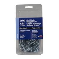 Ben-Mor Coil Chain, Straight Link, Guard Chain Application, Zinc-Plated, 12-ft Front_Flat