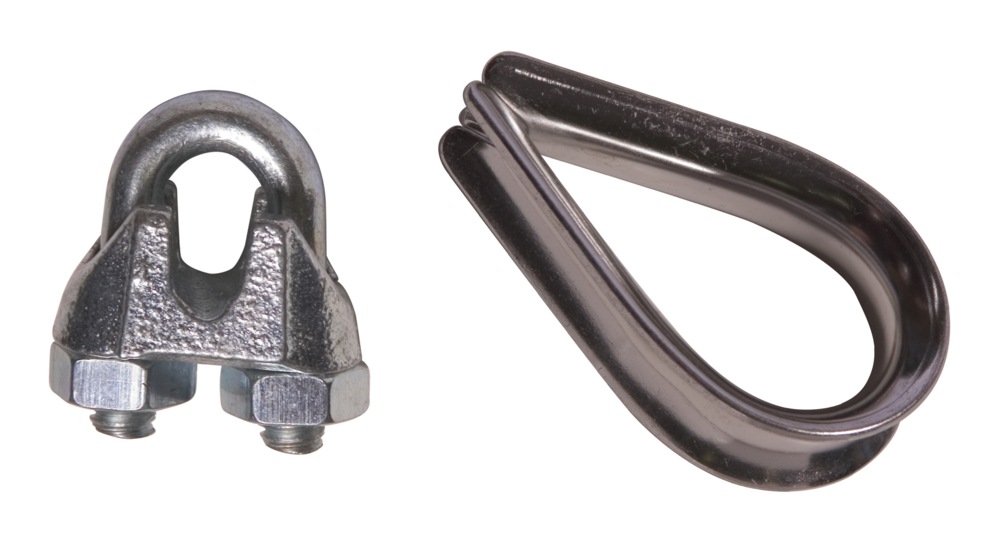 BenMor Wire Rope Clips & Thimble Set, ZincPlated, 1/8in, 21pc Canadian Tire