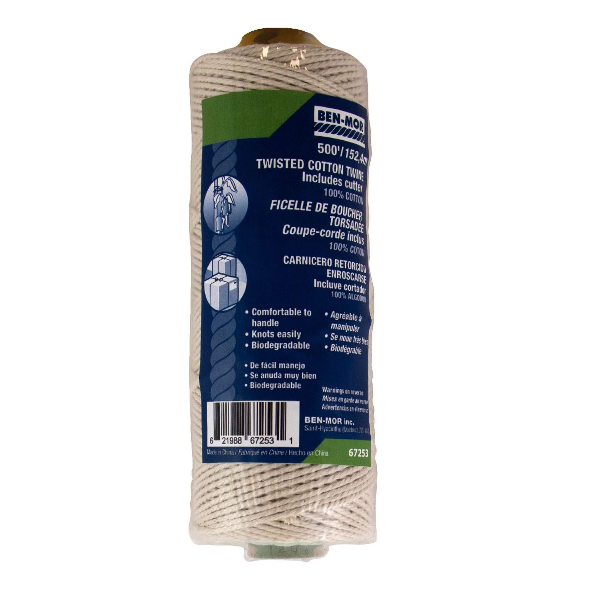 Ben-Mor Cotton Household Twine, Extra Strong, 450-ft Front_Angled_Right