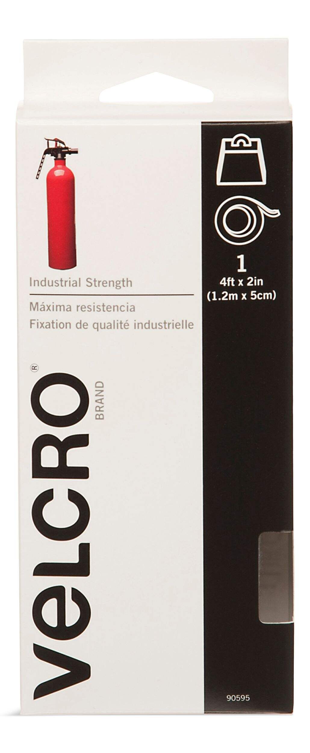 Velcro Industrial Strength Tape, White, 4-ft x 2-in, 1-pk Front_Flat