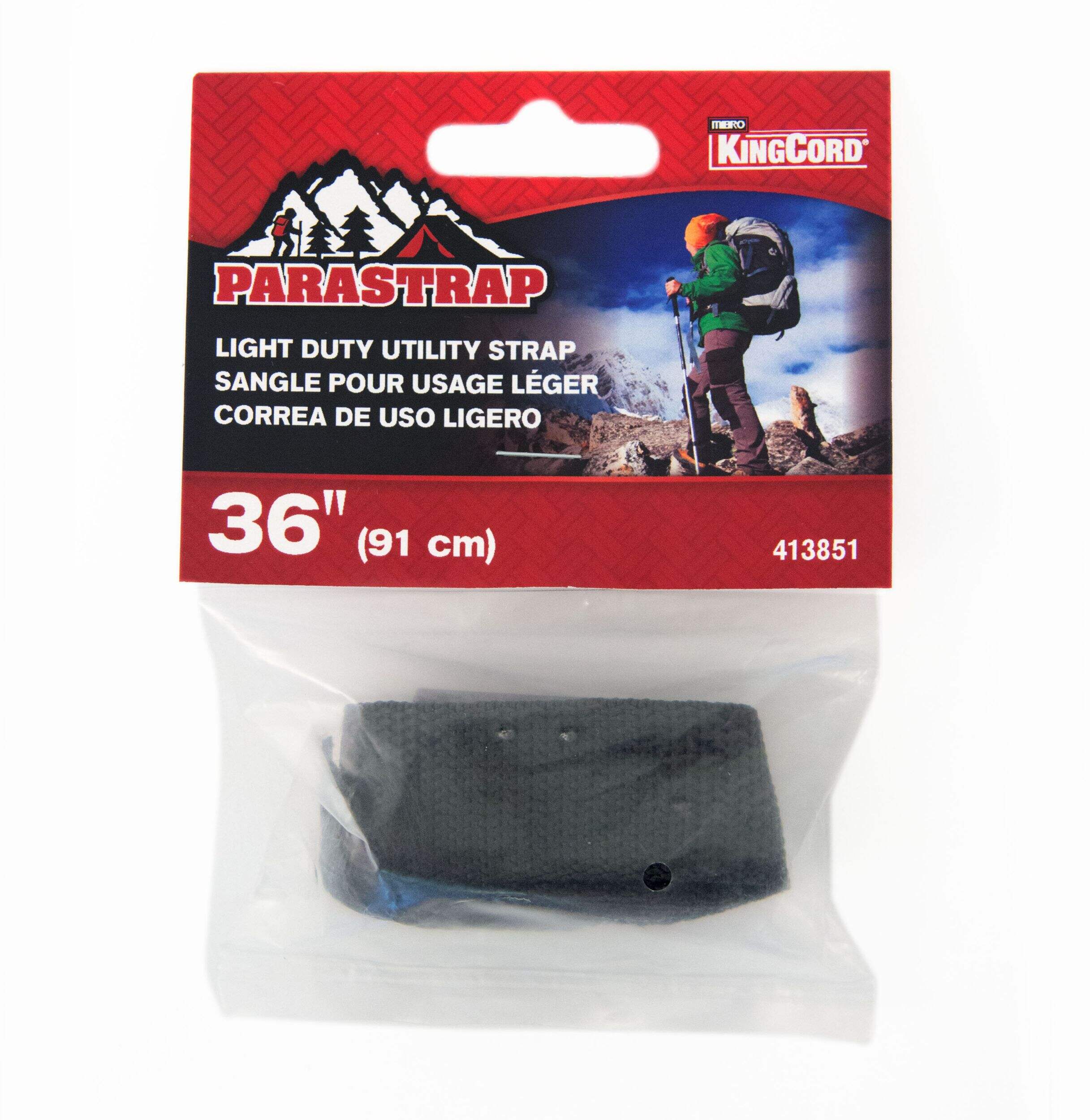 KingCord Cam Buckle with Polypropylene Utility Strap, Adjustable Length, 36-in Front_Flat