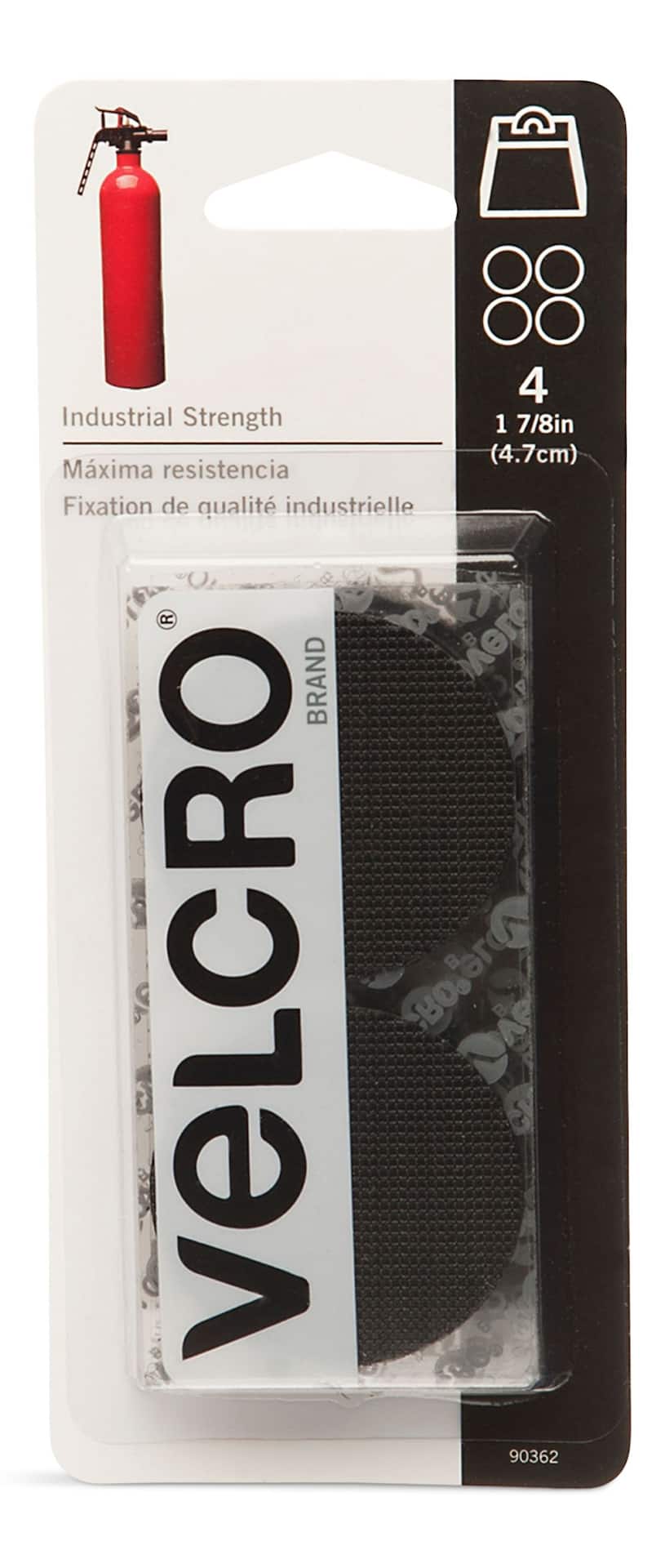 Velcro Industrial Strength Heavy Duty Adhesive Coins, Black, 7/8-in, 4-pk