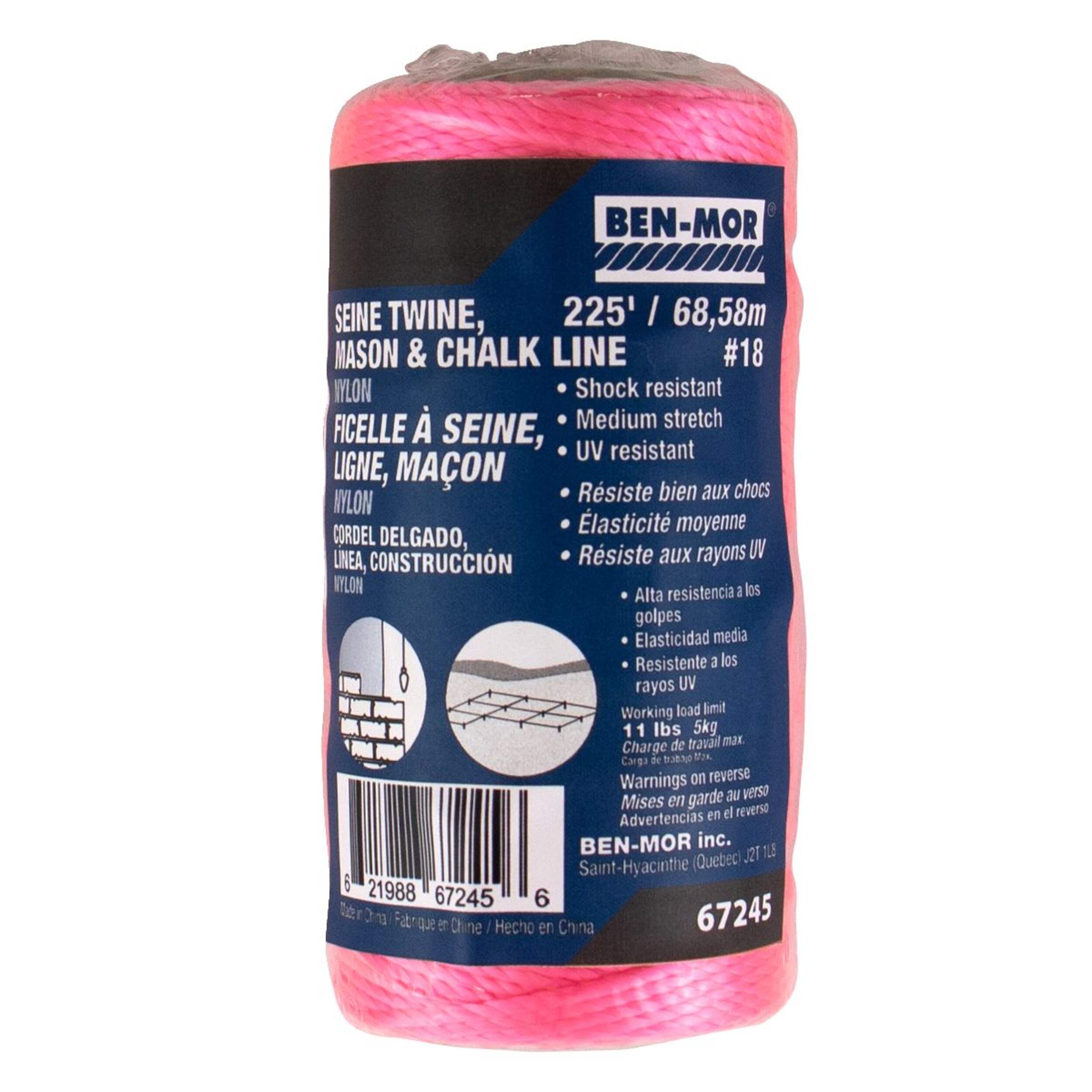 Ben-Mor Nylon Mason's Line, #18 x 225-ft, Pink Front_Angled_Left