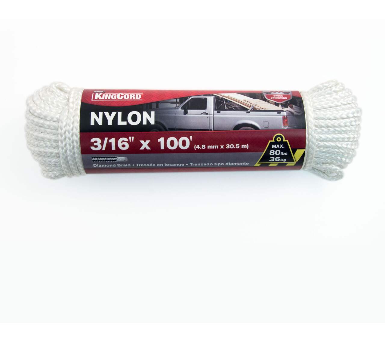 KingCord Nylon Braided Rope Resists, UV Stabilized, Flexible and