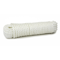 Ben-Mor Nylon Twisted Rope, Abrasion Resistance, SWL-430-lbs, White, 1/2-in x 50-ft