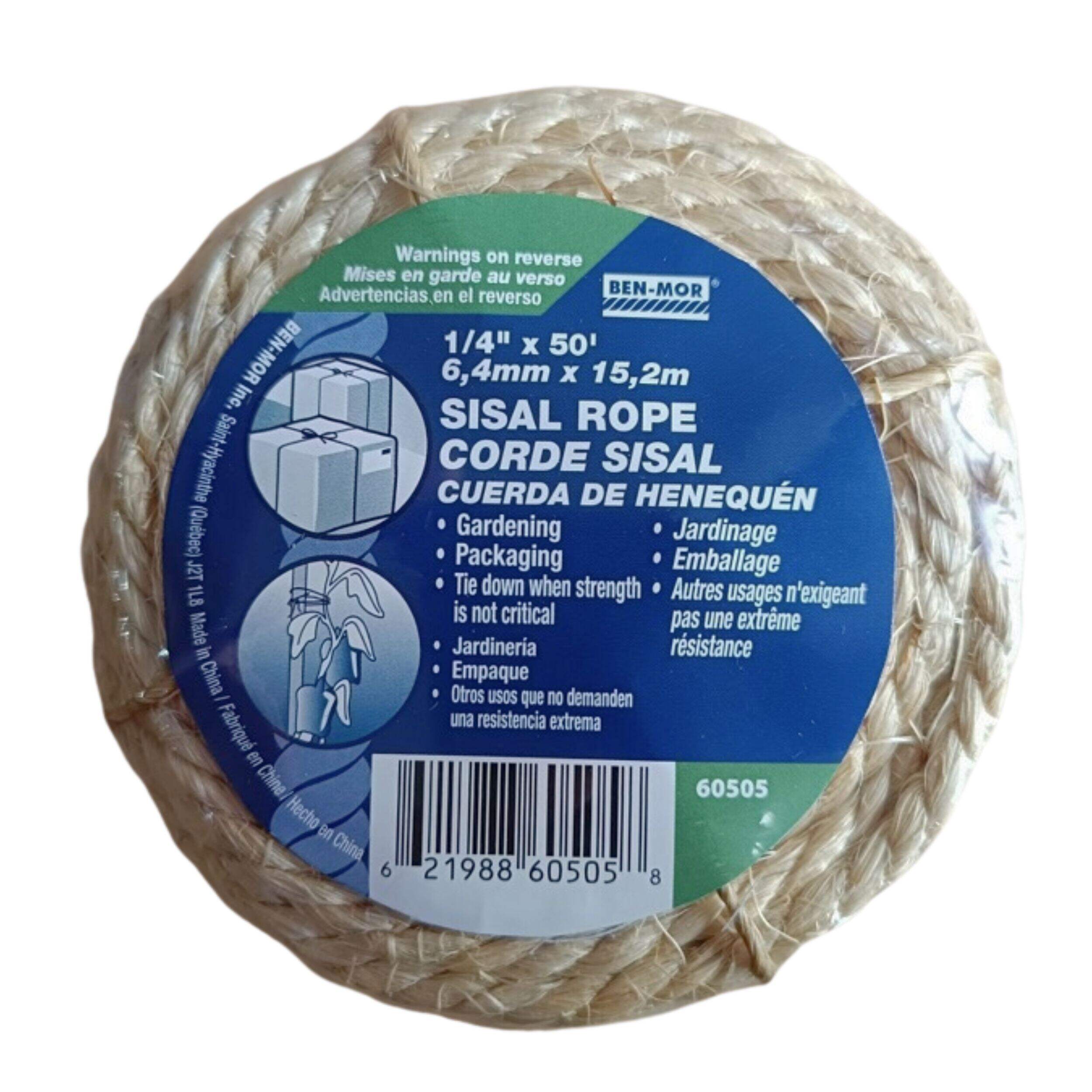 Corde en sisal tout usage Ben-Mor, 1/4 po Front_Flat
