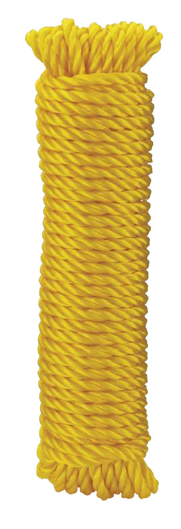 KingCord Polypropylene Waterproof Twisted Rope, Yellow, 1/4-in x 50-ft
