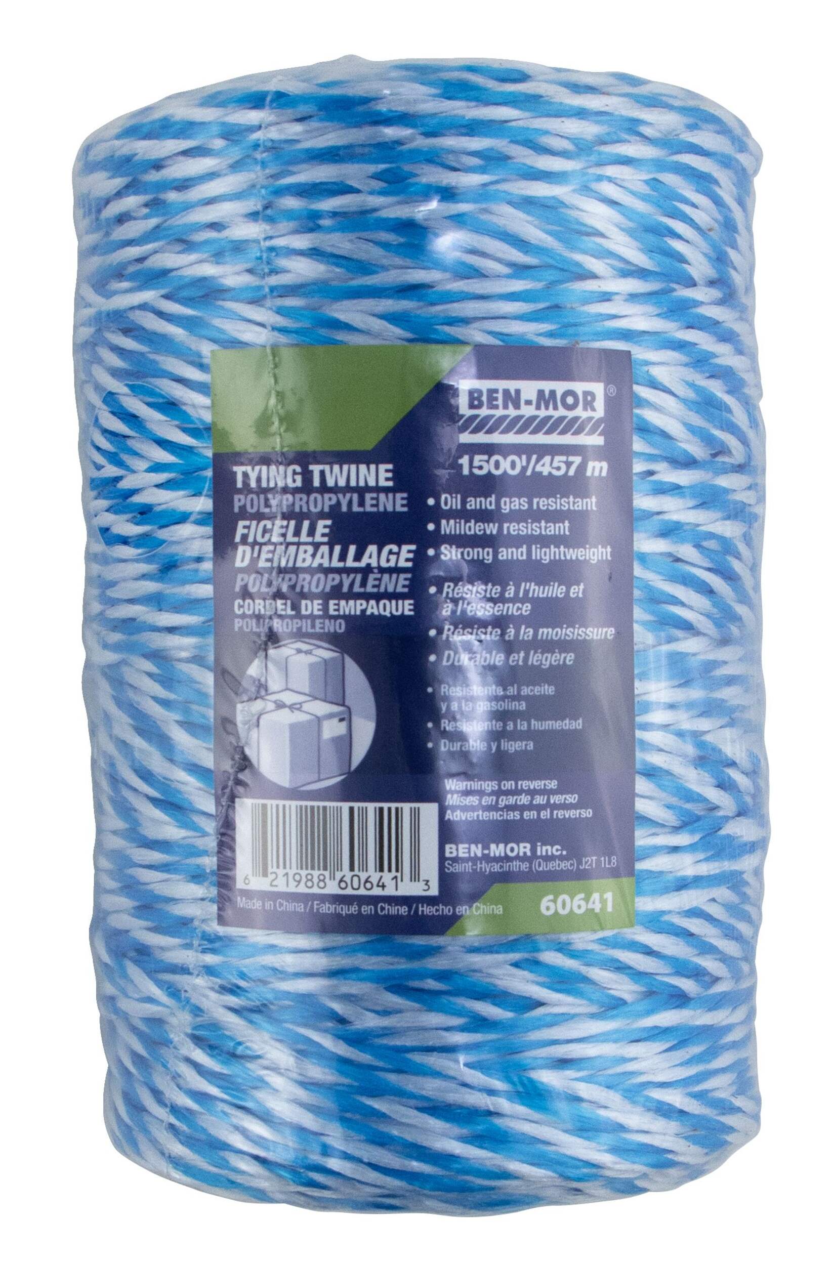 Ben-Mor General Purpose Parcel Polypropylene Twine, for Tying and Bundling, 1500-ft Front_Flat