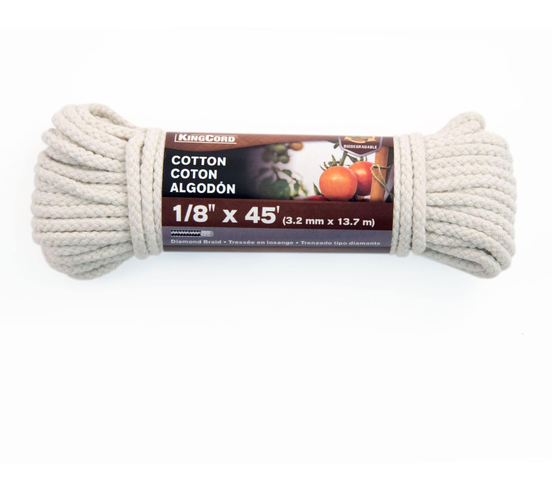 KingCord Cotton Cord, All Purpose, 1/8-in x 50-ft