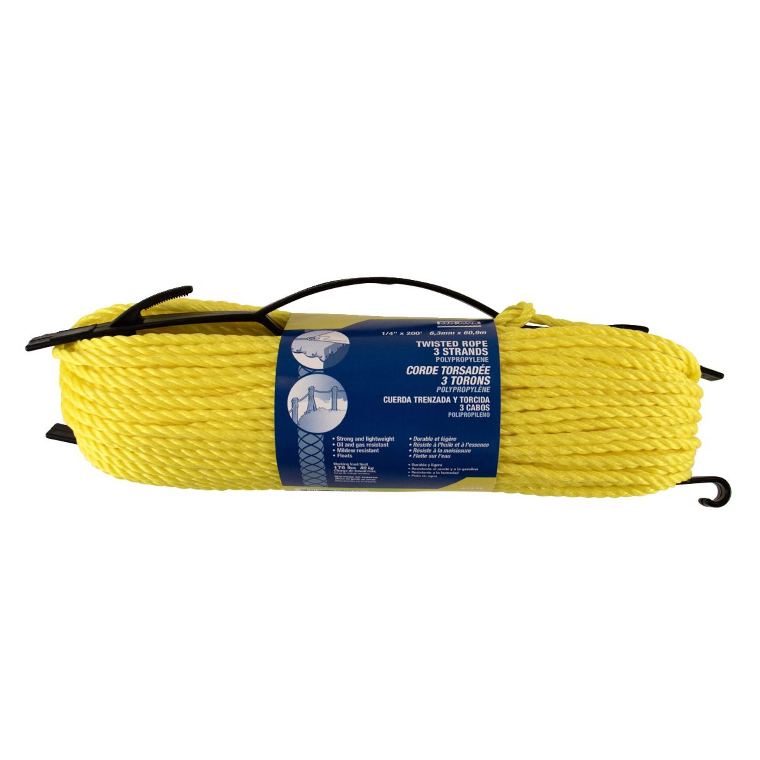 Ben-Mor Polypropylene Multi-Purpose Twisted Rope, 1/4-in x 200-ft (6.4 mm x 60.9 m) Front_Flat