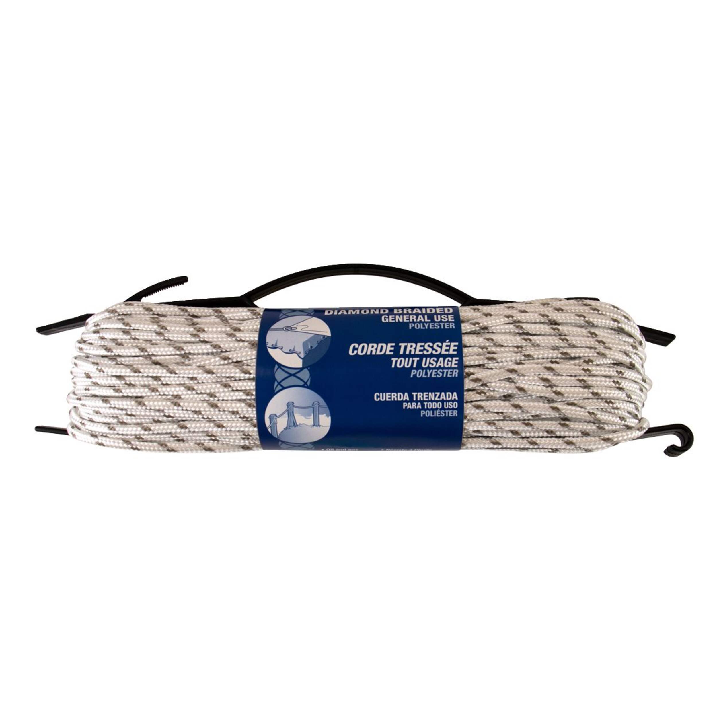 Ben-Mor Polyester Braided Rope, Abrasion and UV Resistant, Soft and Flexible, 1/4-in x 150-ft Front_Flat