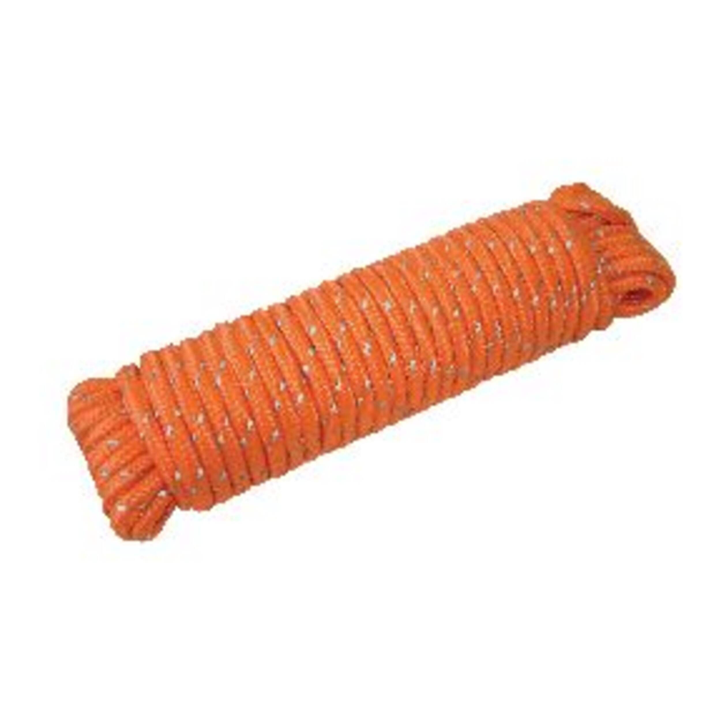 Corde réfléchissante en polypropylène Ben-Mor, capacité de 110 lb, 1/4 po x 50 pi, orange fluorescent Front_Angled_Right